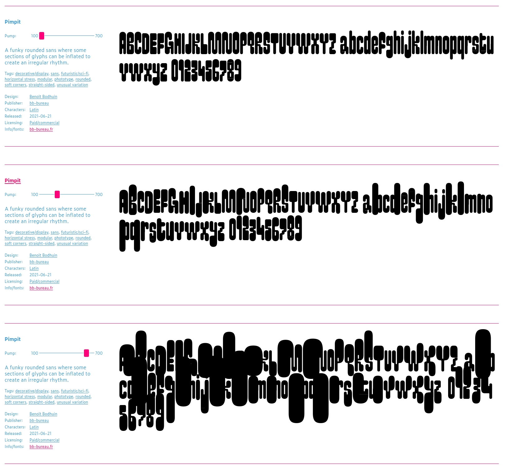 A variable font is inflated