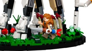 A Lego Tallneck and Aloy minifgure from Horizon Forbidden West