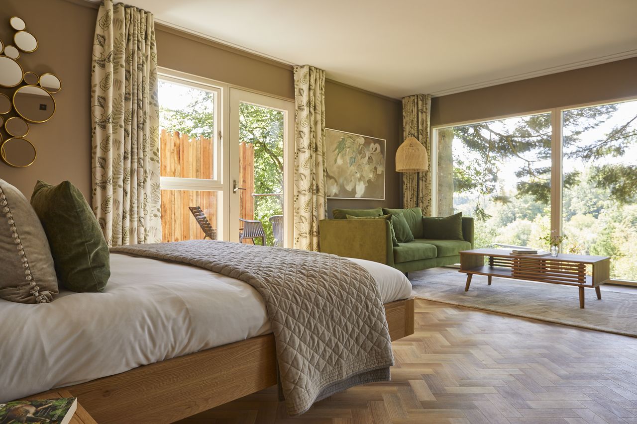 The bedroom of The Tawny's Primrose Retreat