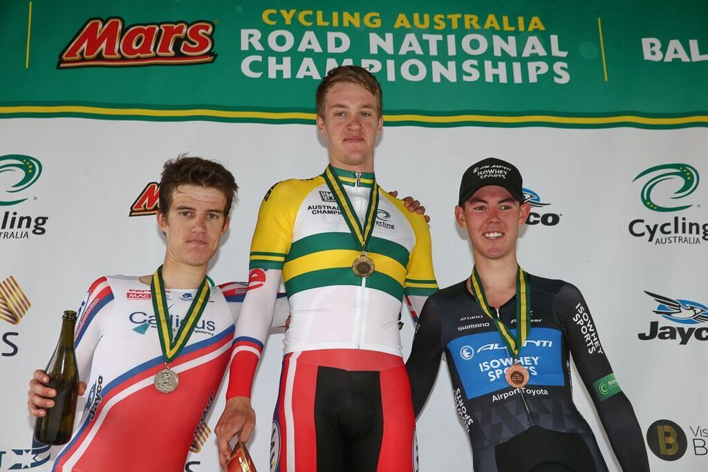 The U23 men's time trial podium