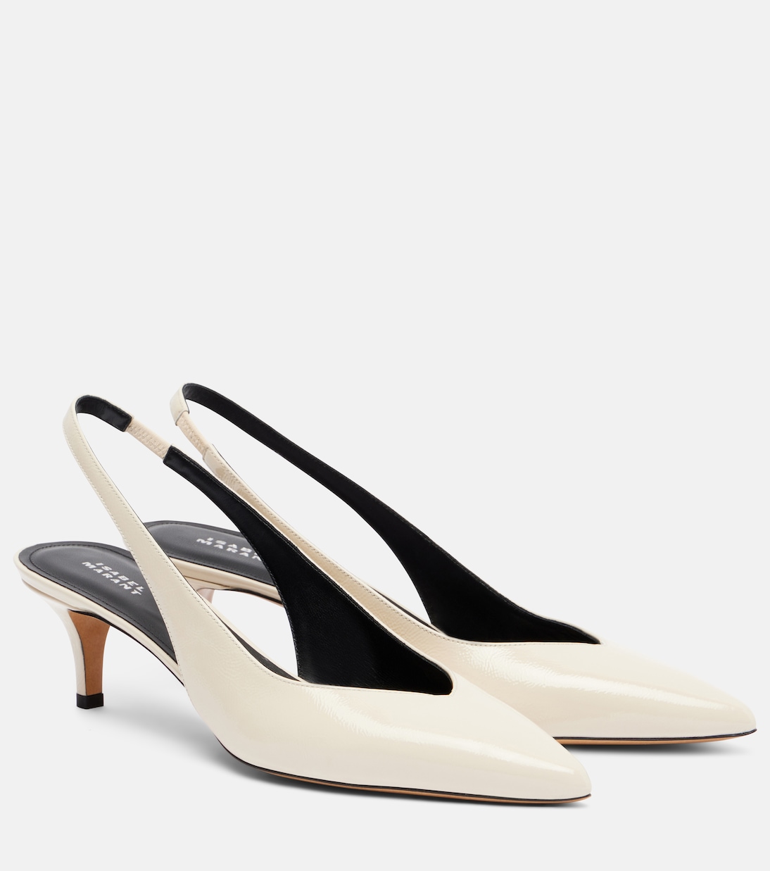 Padim 50 Patent Leather Slingback Pumps in White - Isabel Marant