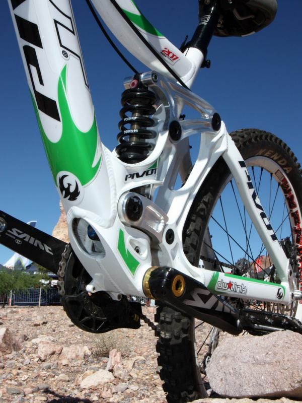 The burly central chassis on the Phoenix DH is said to provide excellent front-to-rear stiffness.