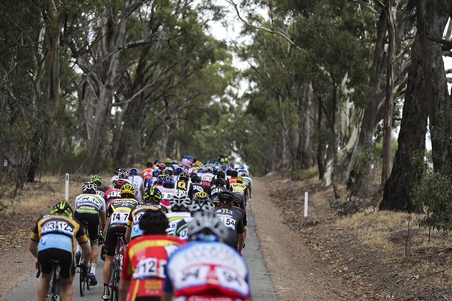 The peloton starting to pick up the pace