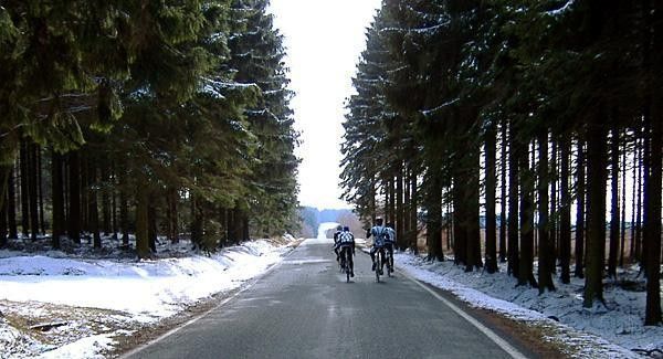 Riding through the snow is all part of life in Belgium