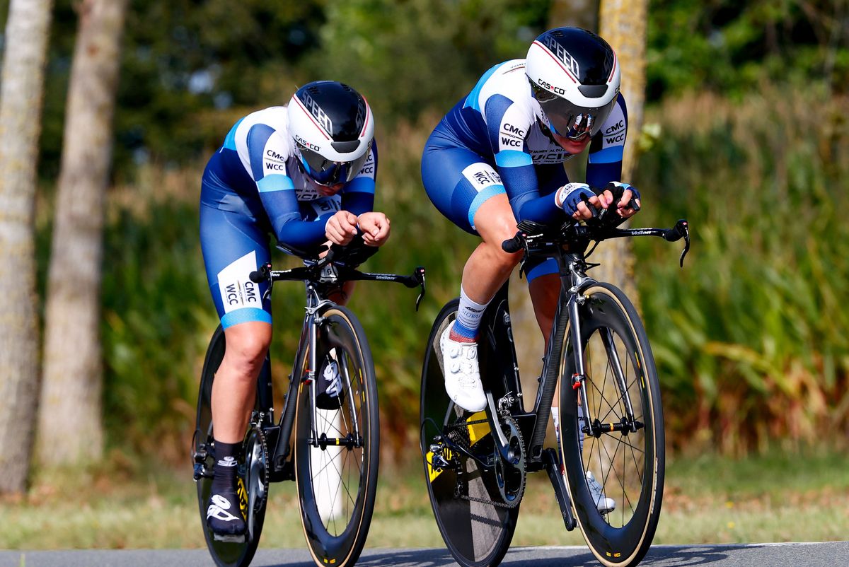 2021 UCI World Championships Flanders Mixed Relay Knokke Heist Bruges 443 km 22092021 Akvile Gedaraytite Lituania Anastasiya Kolesava Belarus Tereza Medvedova Slovakia photo Luca BettiniBettiniPhoto2021