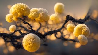 A digital rendering of yellow C. auris fungi