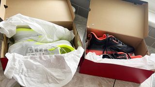 Unboxing of two pairs Reebok Nano Gym black and red and white and yellow