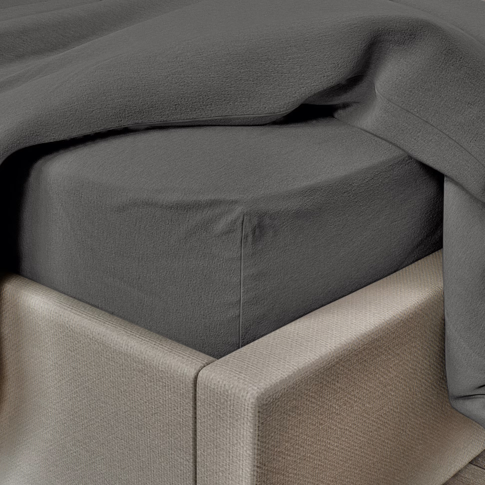 M&amp;amp;S Collection Pure Brushed Cotton Fitted Sheet in charcoal grey