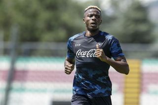 Victor Osimhen trains during Napoli's 2024 pre-season camp