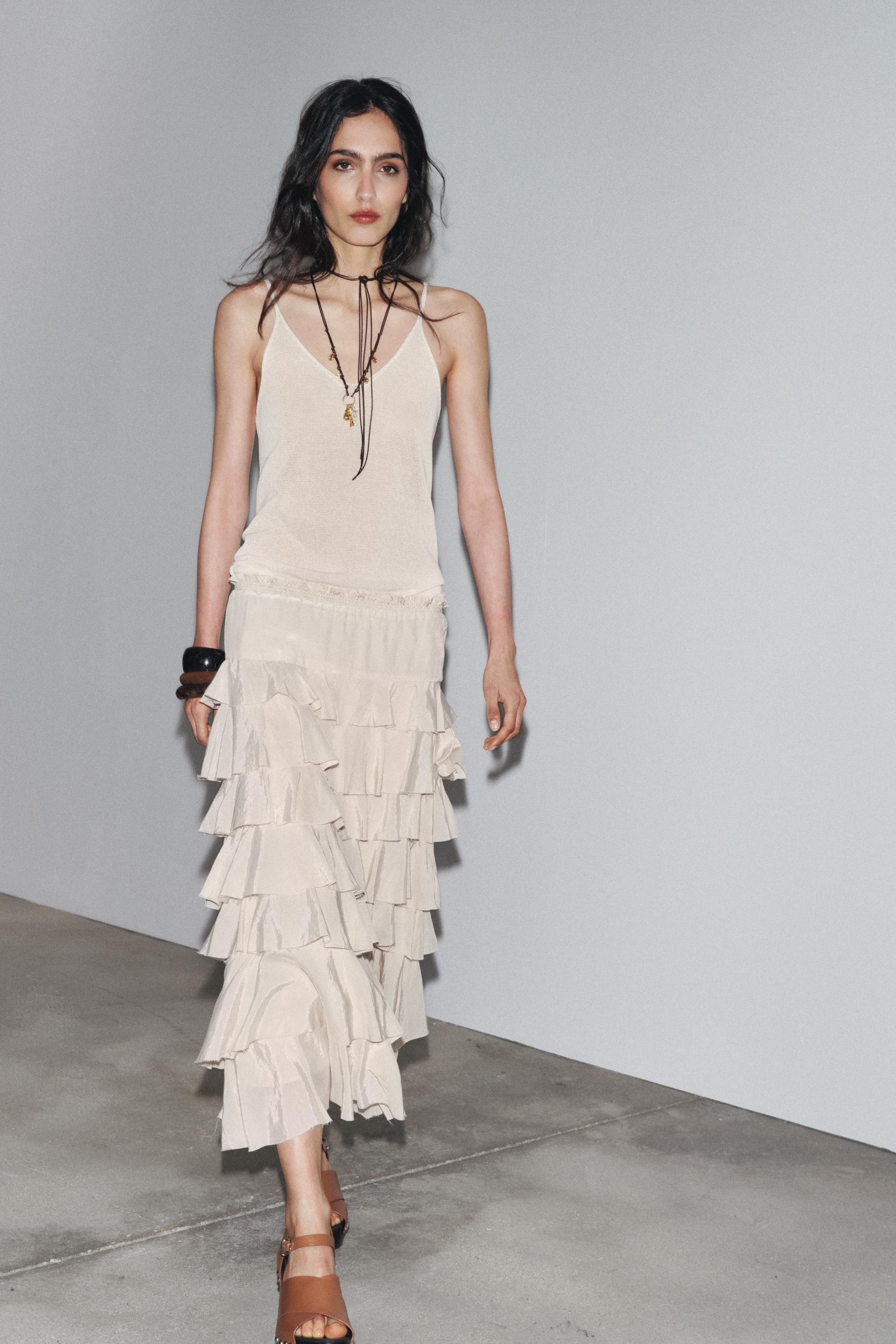 Zw Collection Ruffled Midi Skirt