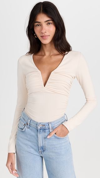 Susana Monaco V Neck Long Sleeve Top