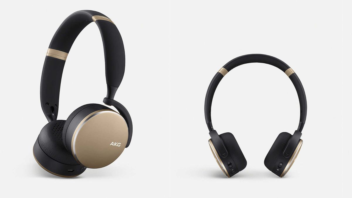 AKG Y500 wireless headphones in black and gold