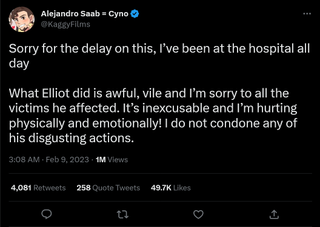 Alejandro Saab tweets about Elliot Gindi