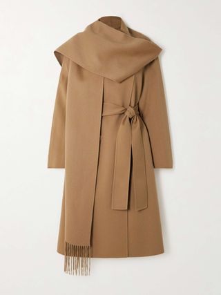 Lepage Fringed Scarf-Detailed Double-Breasted Wool and Silk-Blend Coat