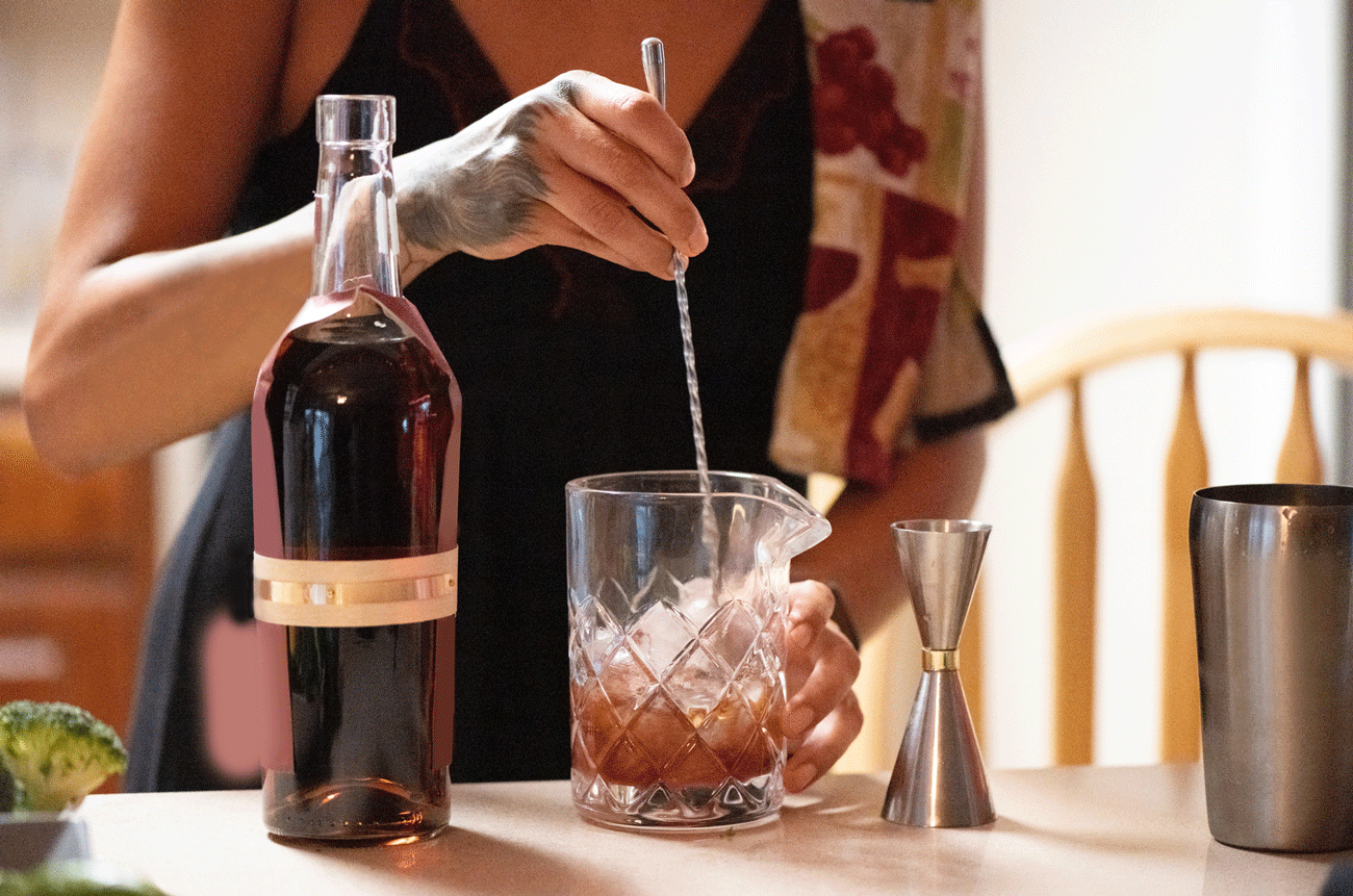 Stirring a cocktail