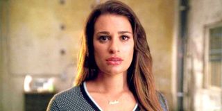 Lea Michele looking shocked on Glee