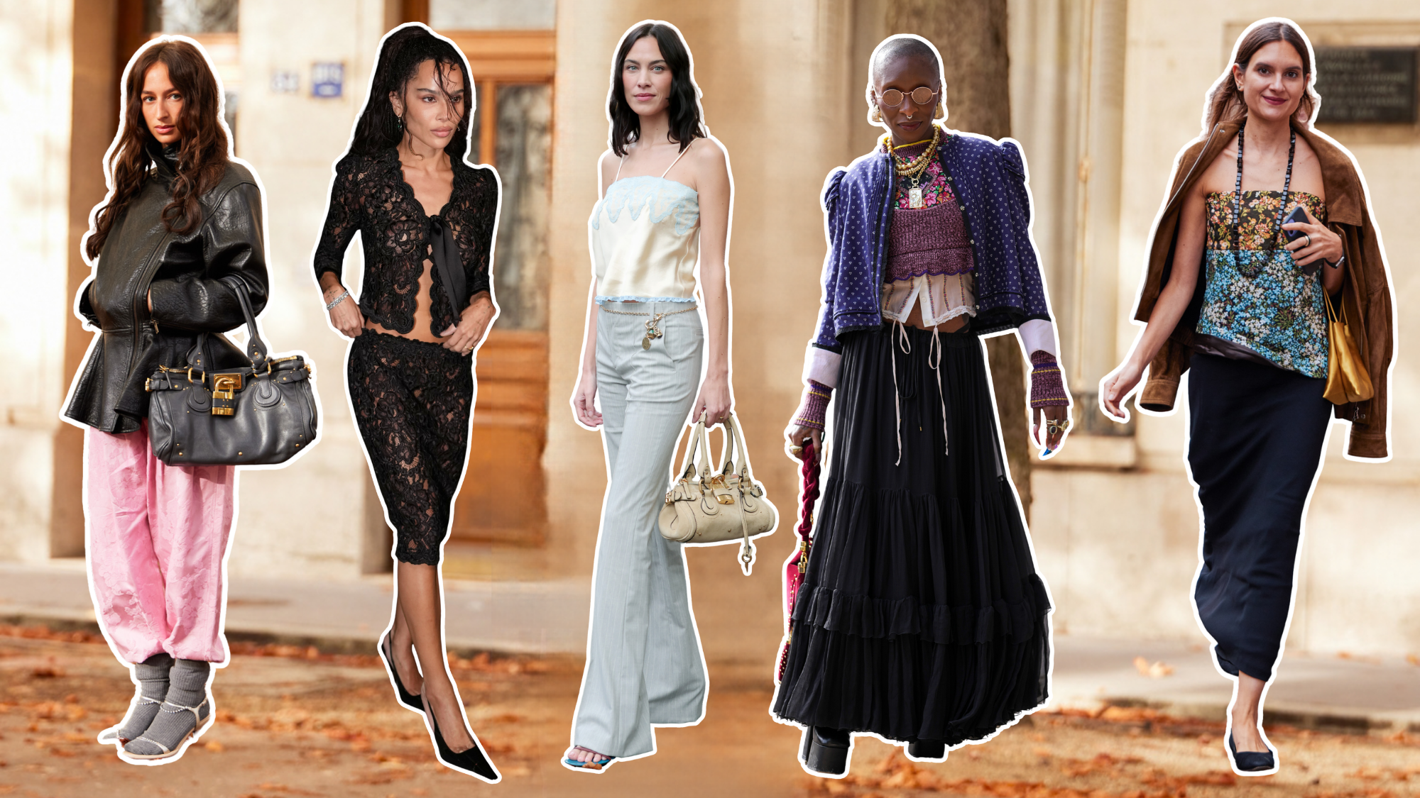 An image of the key Paris Fashion Week street style trends. 