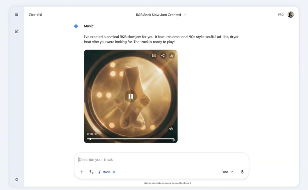 music output from Lyria 3 in the gemini app