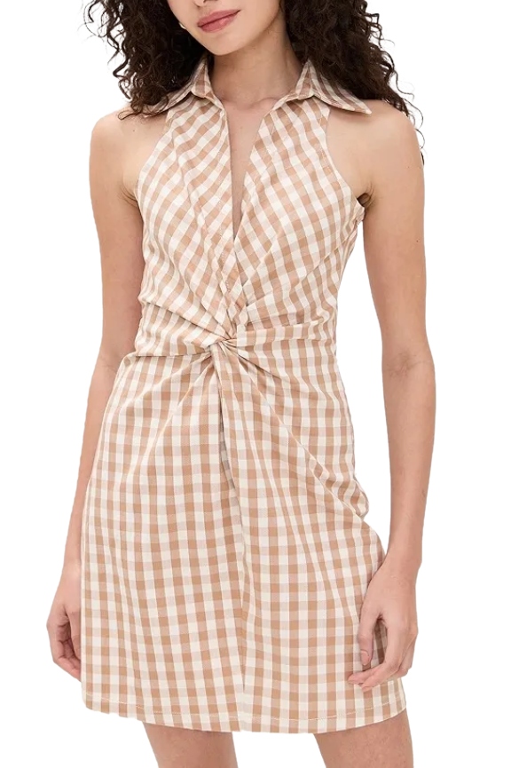 Cinq à Sept Gingham Denim Sleeveless Mckenna Dress