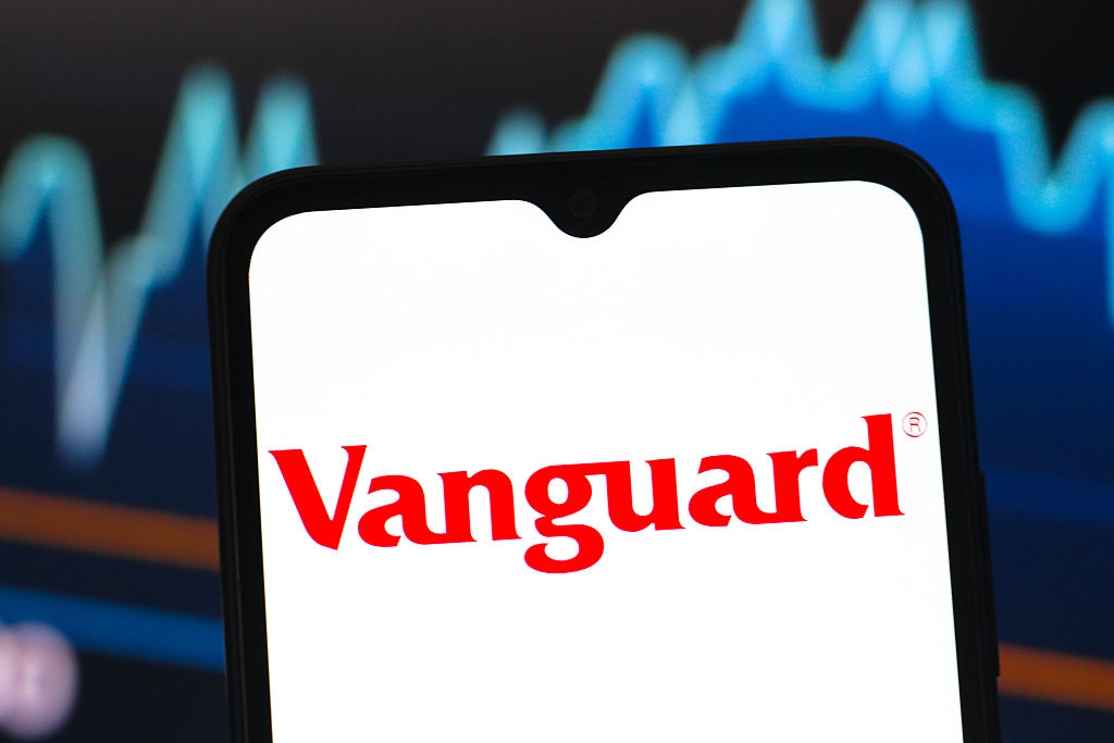 Vanguard Group logo is displayed on a smartphone screen.