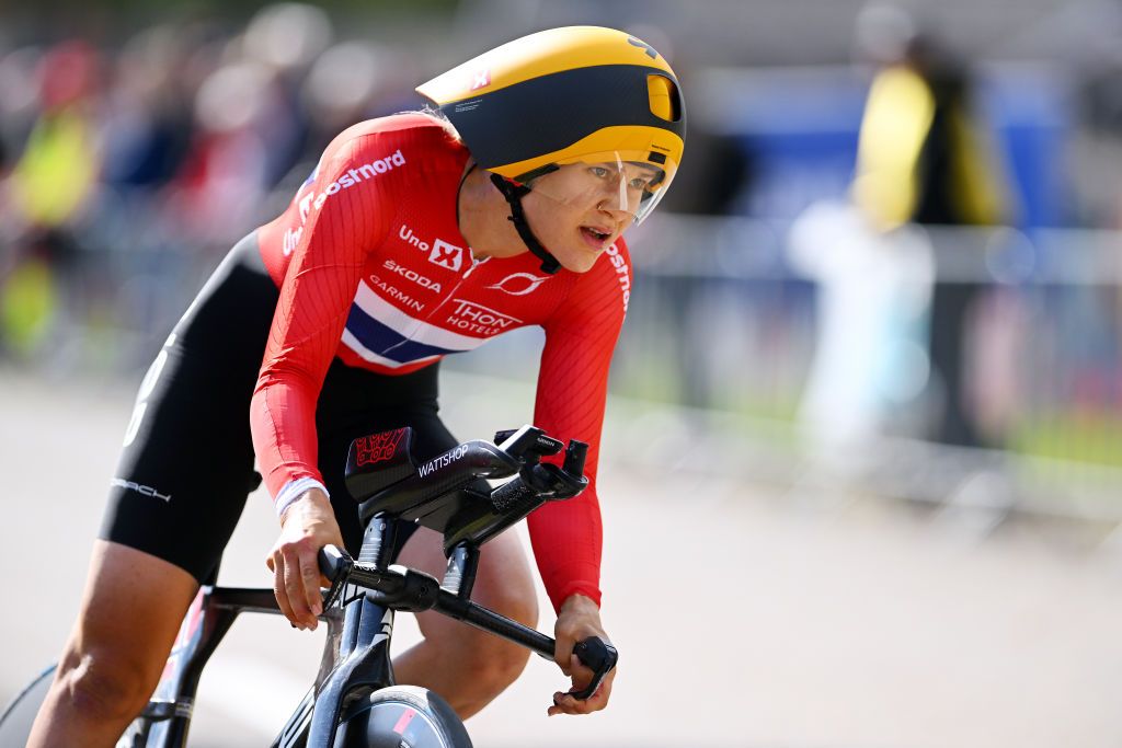 HASSELT BELGIUM SEPTEMBER 11 Katrine Aalerud of Team Norway sprints during the 30th UEC Road Cycling European Championships 2024 Womens Elite Individual Time Trial a 313km from HeusdenZolder to Hasselt UCIWWT on September 11 2024 in Hasselt Belgium Photo by Luc ClaessenGetty Images