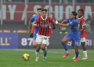 MILAN, ITALY - NOVEMBER 30: Tijjani Reijnders of AC Milan in action during the Serie match between Milan and Empoli at Stadio Giuseppe Meazza on November 30, 2024 in Milan, Italy. (Photo by Claudio Villa/AC Milan via Getty Images)