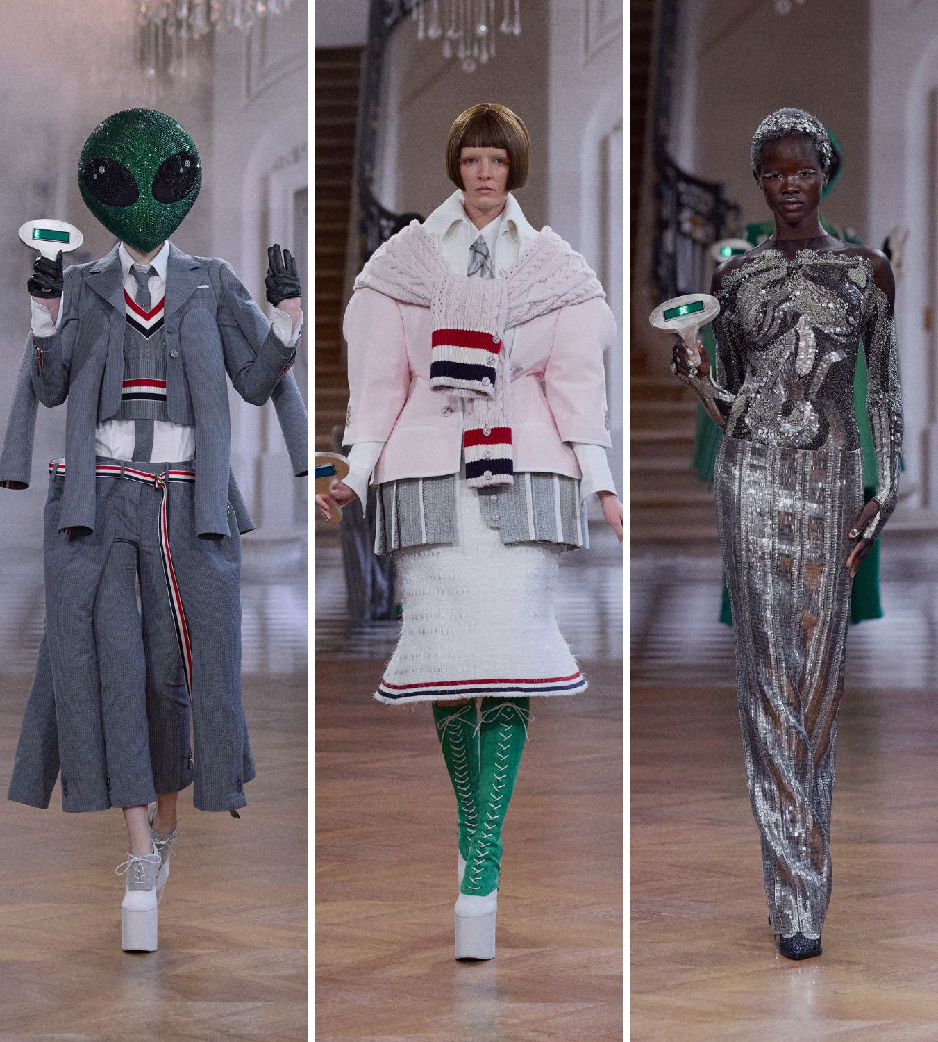 three models in the thom browne ss26 show