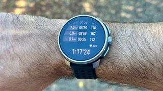 A post-run summary screen on the Suunto Pace.