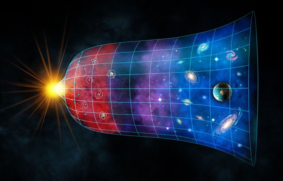 An artist&#039;s depiction of the history of the universe.