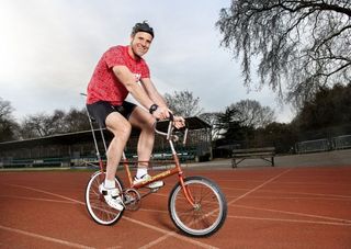 photo issued by Comic Relief of double Olympic gold medallist James Cracknell who will be riding a Chopper bike in a record attempt for Sport Relief.