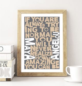 Typography poster reading: "If you are always trying to be normal, you will never realize how amazing you can be"