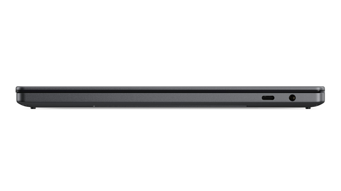 Dell XPS 14 laptop shown from the side, with ports on display