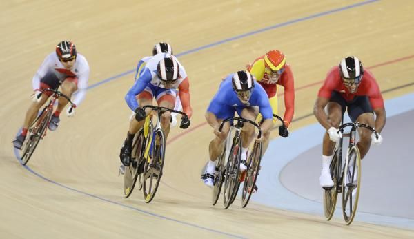 Njisane Nicholas Phillip (Trinidad and Tobago) sprints to victory in the keirin 7th-12th place finals