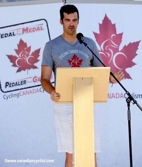 Jacques Landry, Cycling Canada's Director of High Performance makes the announcement