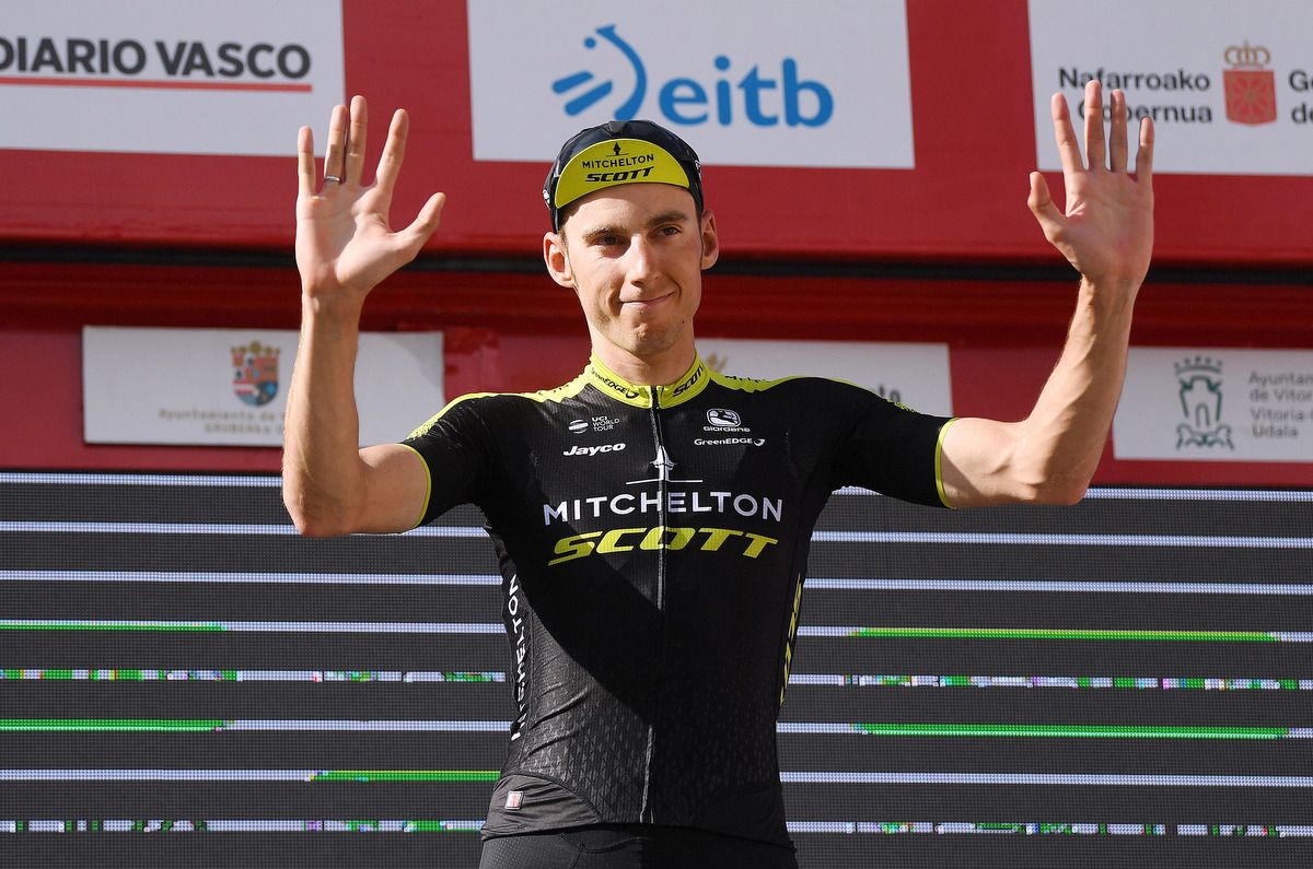 Carlos Verona (Mitchelton-Scott) on the podium