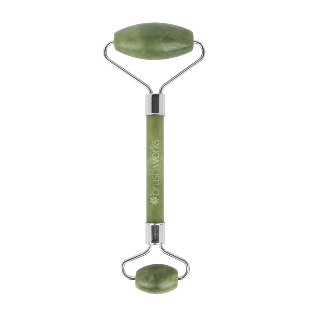 A product shot of the brushworks HD Jade Roller, on a white background
