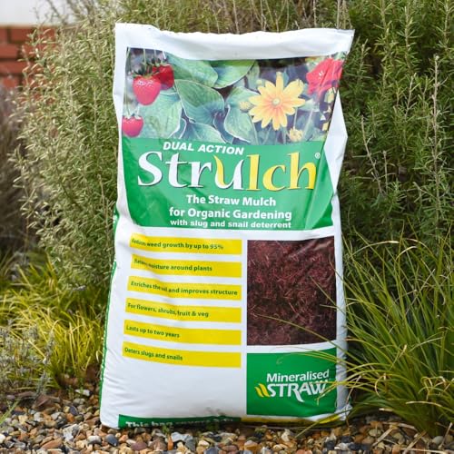 Strulch Mineralised Straw Garden Mulch 1x 100 Litre Bags - Natural Straw Mulch - Perfect as a Natural Slug &amp;amp; Snail Deterrent - Mulches for Gardens Uk - by Thompson and Morgan