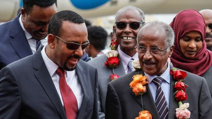 Ethiopian PM Abiy Ahmed talks to Eritrean Foreign Minister Osman Saleh Mohammed