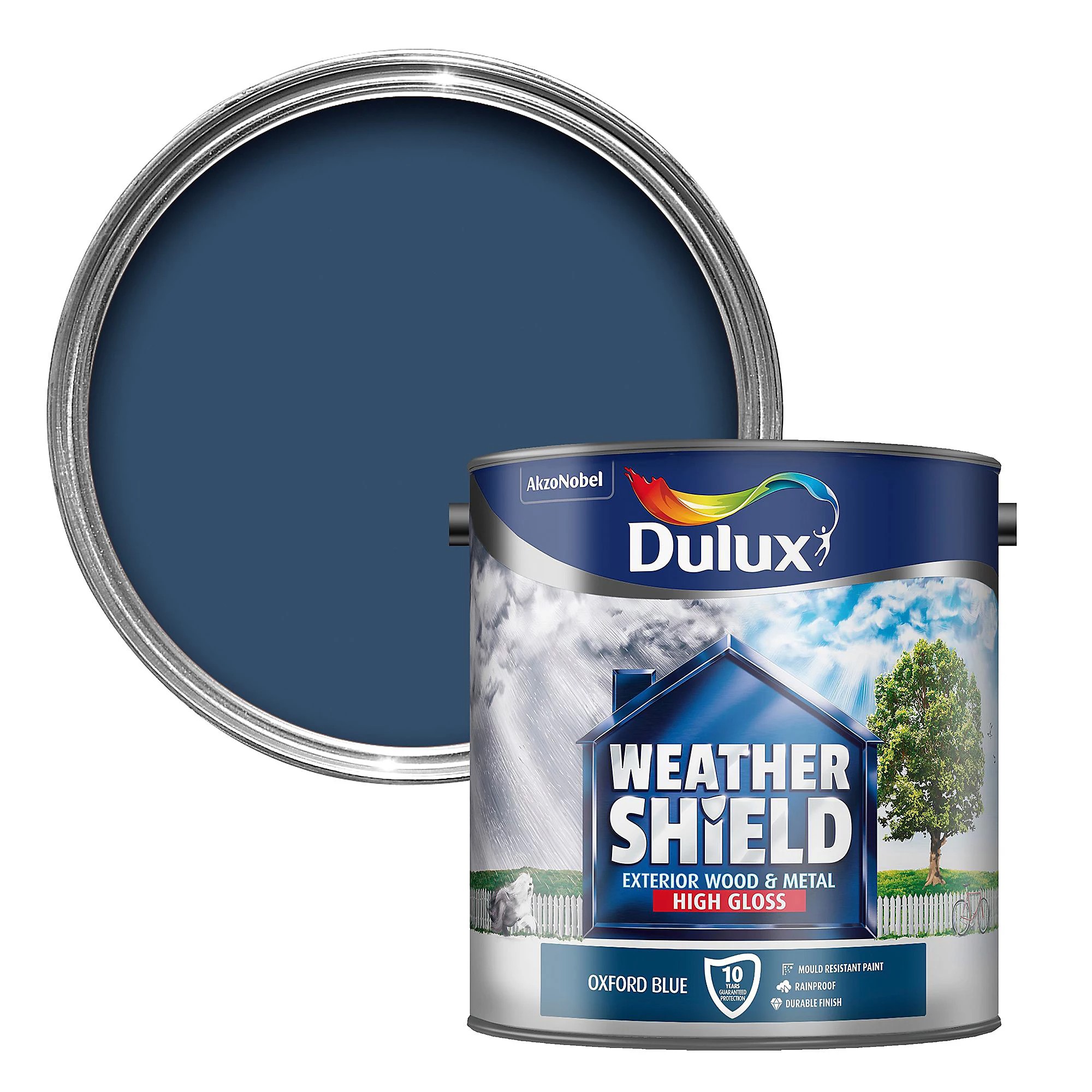 Dulux Weathershield Oxford blue Gloss Exterior Metal &amp;amp; wood paint, 2.5L