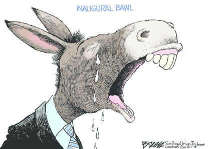 Political Cartoon U.S. Democrats Inaugural bawl