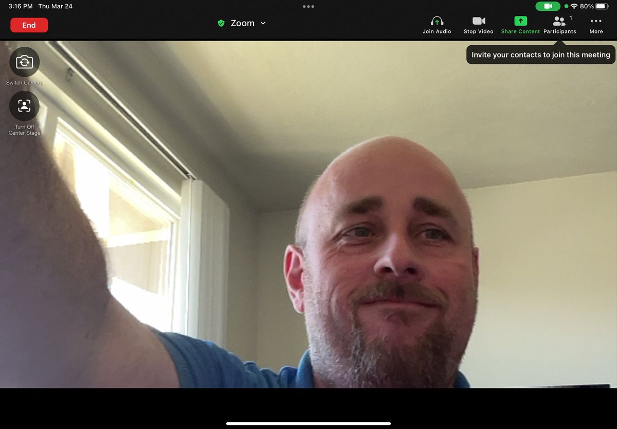 iPad Air 5 camera in google meet, blinds open