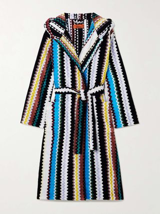 Curt Hooded Striped Cotton-Terry Robe