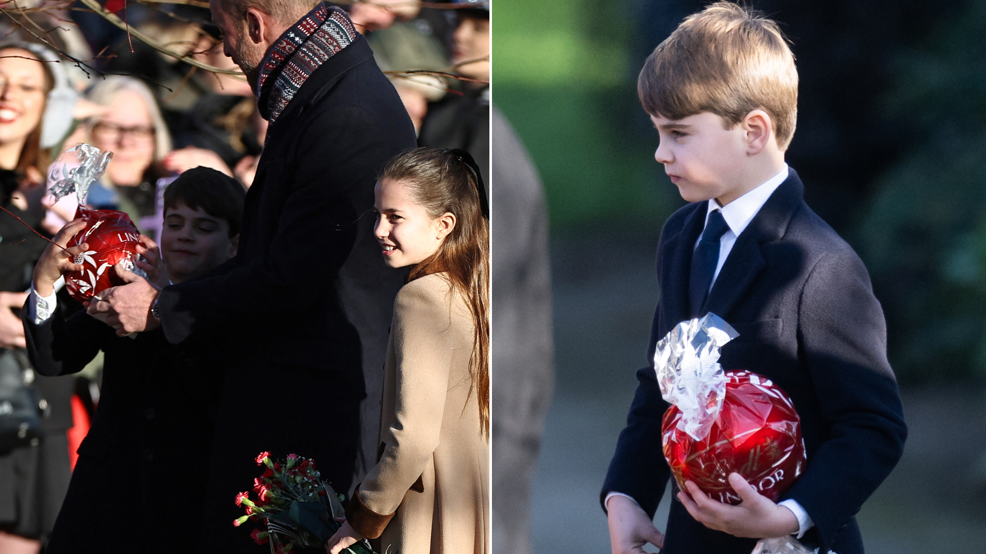 Prince Louis grabs a giant chocolate gift from a fan and his dad runs damage control
