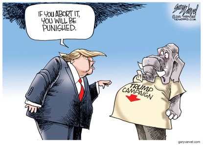 Political Cartoon U.S. Trump Abortion 2016
