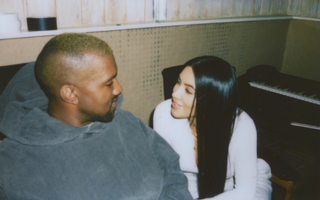 Kim Kardashian and Kanye West pose in Valentine's Day photo