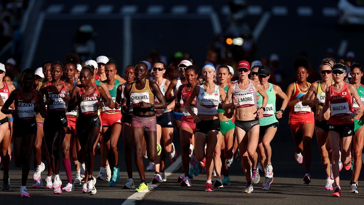 Athletes compete in the Women&#039;s Marathon Final on day fifteen of the Tokyo 2020 Olympic Games at Sapporo Odori Park on Aug. 7, 2021 in Sapporo, Japan.