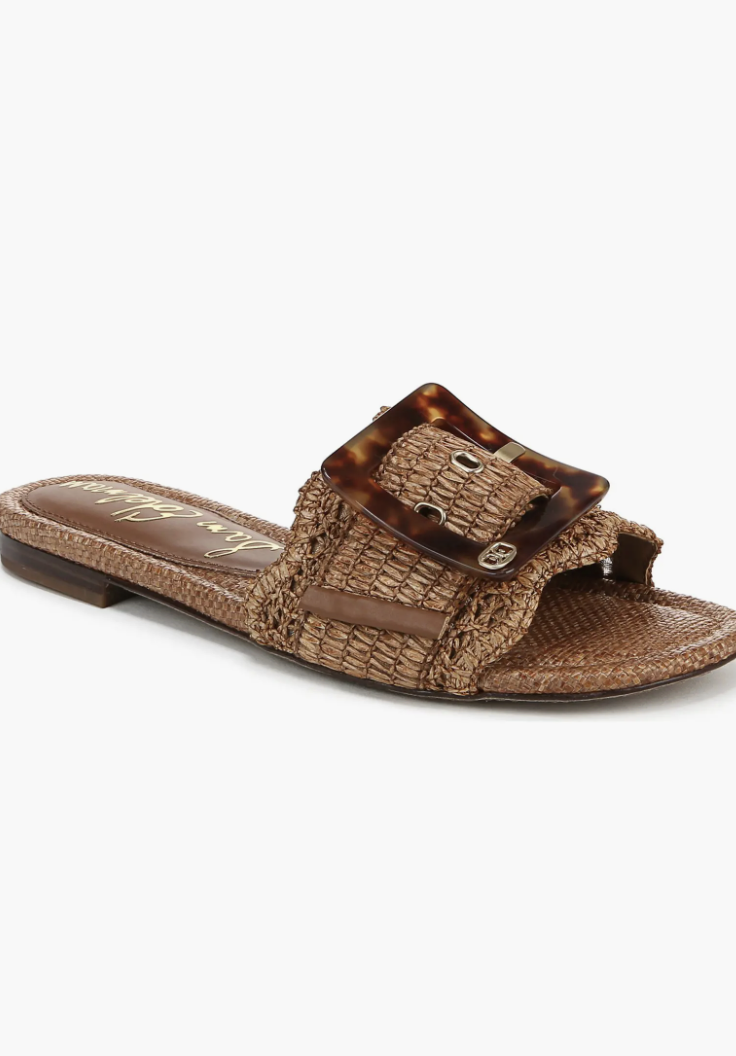 Sam Edelman, Bambi Raffia Buckle Slide Sandals (Were $110)