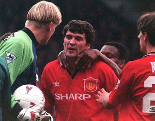 Former England defender Paul Parker (back) played alongside the likes of Roy Keane (centre) during his time at Old Trafford