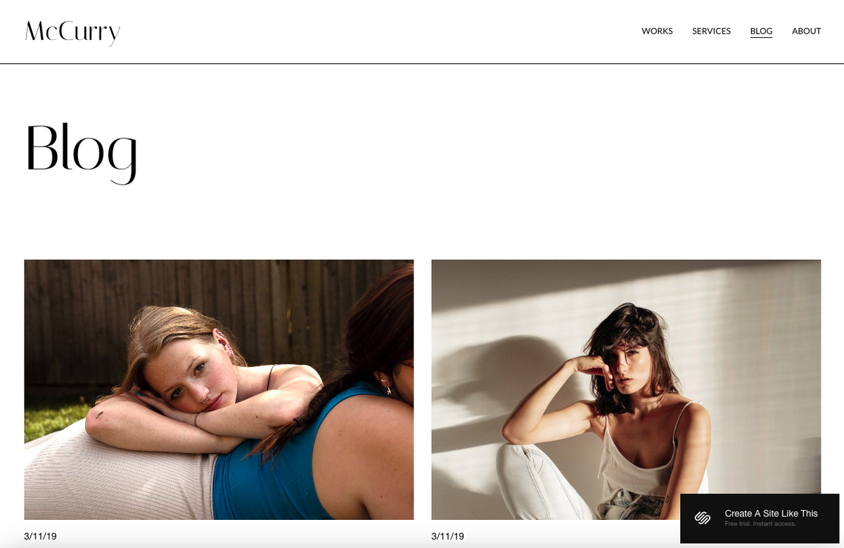 screenshot Squarespace template