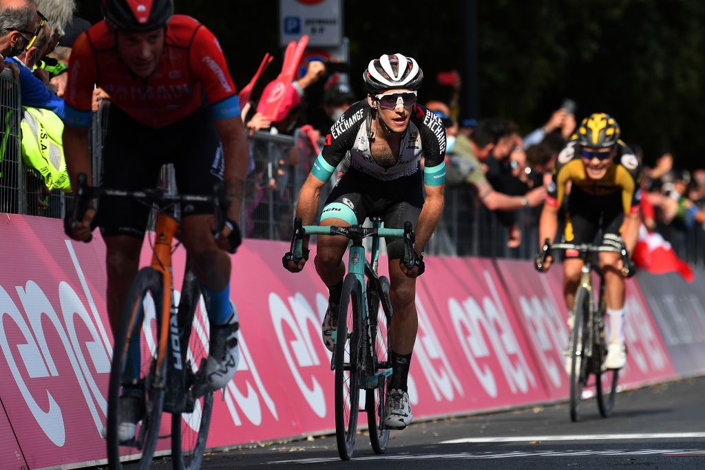 MONTALCINO ITALY MAY 19 Simon Yates of United Kingdom and Team BikeExchange at arrival during the 104th Giro dItalia 2021 Stage 12 a 162km stage from Perugia to Montalcino 554m girodiitalia UCIworldtour Giro on May 19 2021 in Montalcino Italy Photo by Stuart FranklinGetty Images